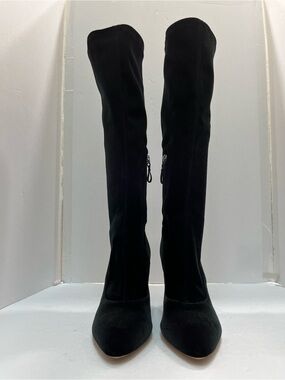 DEIMILLE Italy Black Velvet Knee High Boots Block Heel EU 40 US  9.5  NWOB